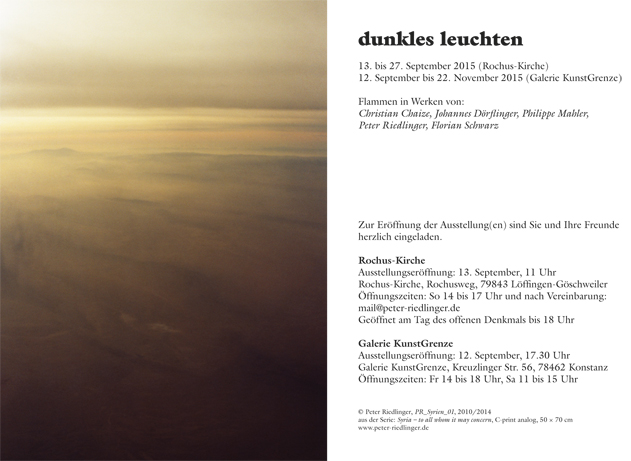 Peter Riedlinger, Invite: dunkles leuchten, Rochuskirche; image: